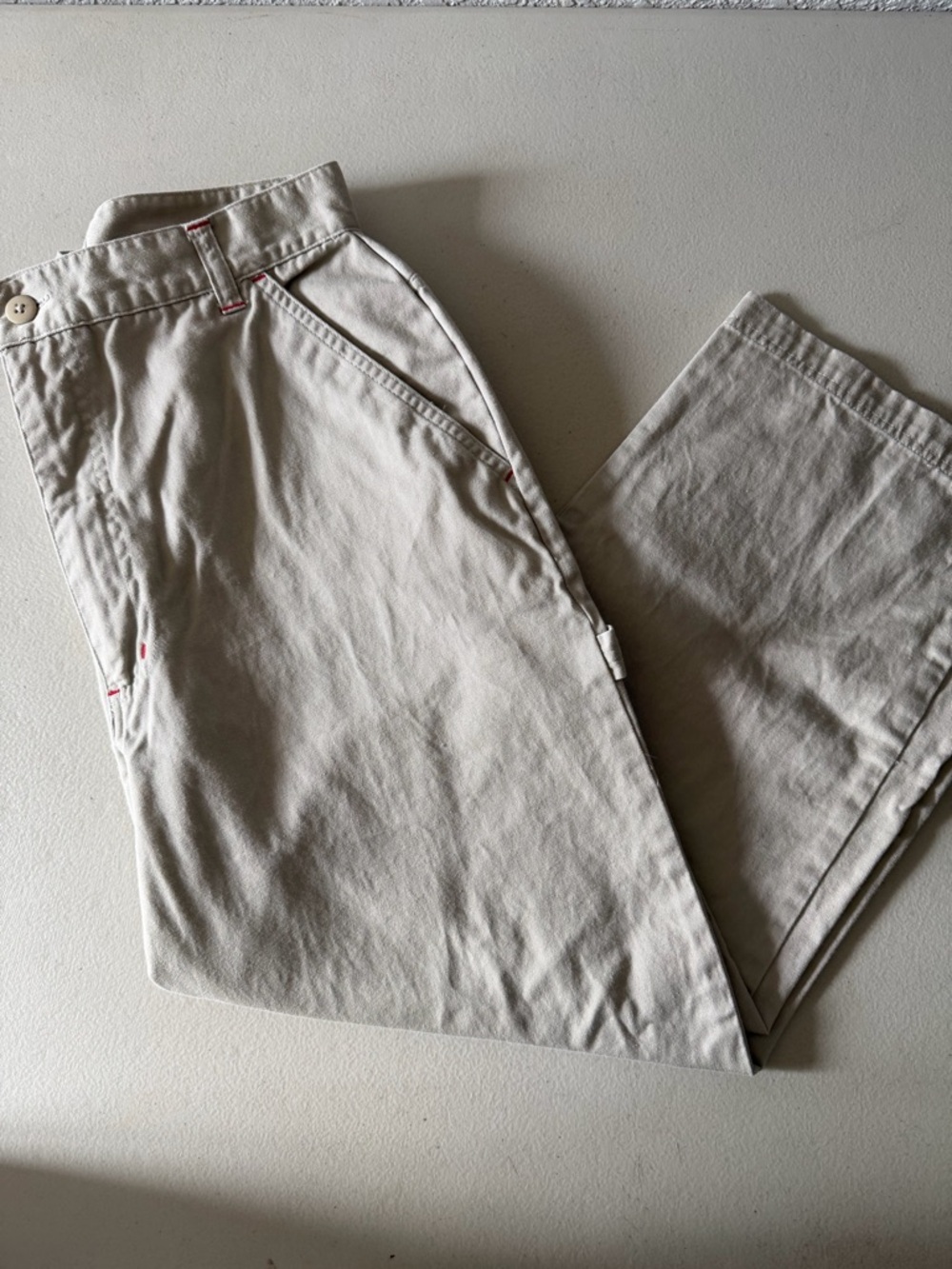 Women’s Beige Carpenter Capri Pants Size 10 Utility Cargo Casual